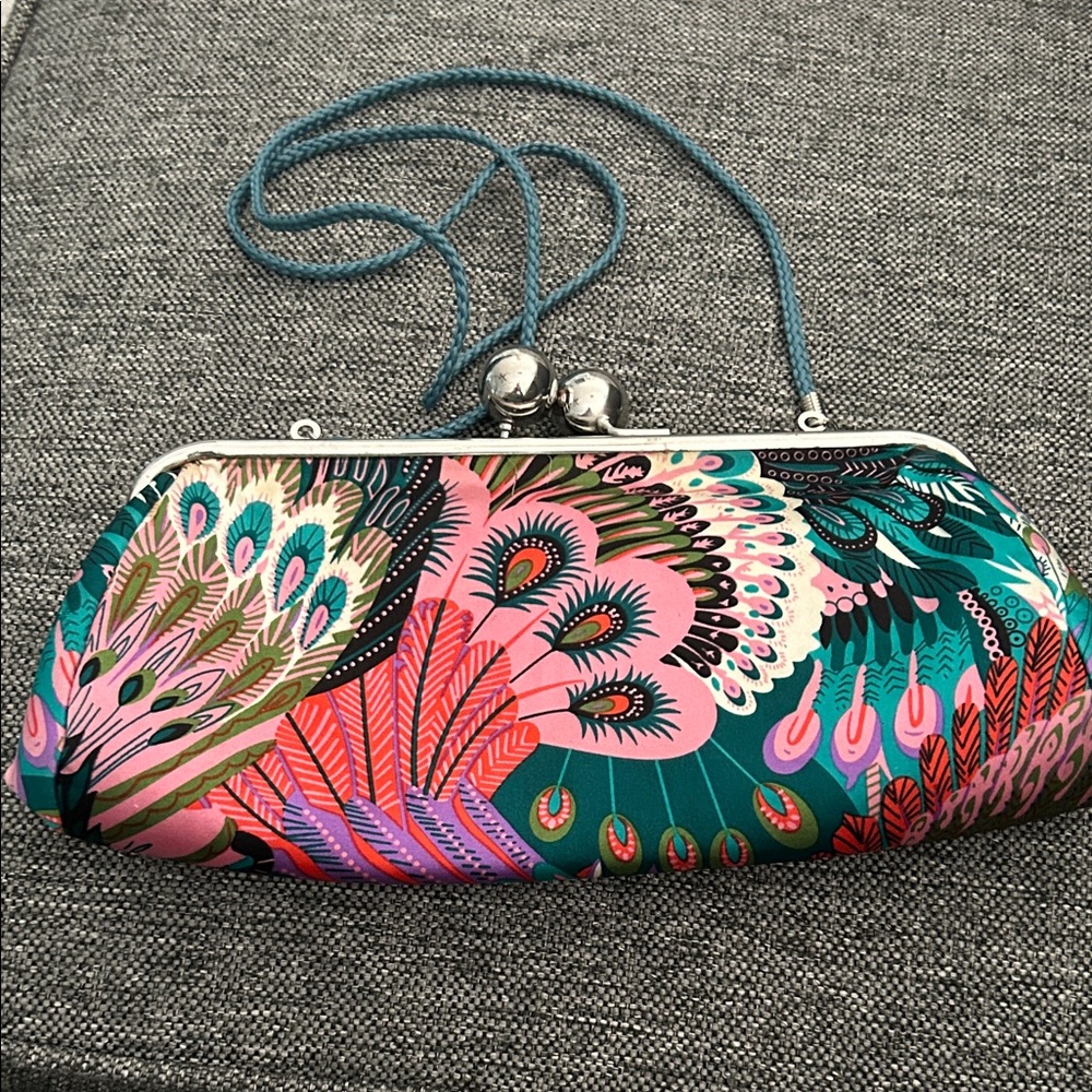 Colorful Peacock Print clutch